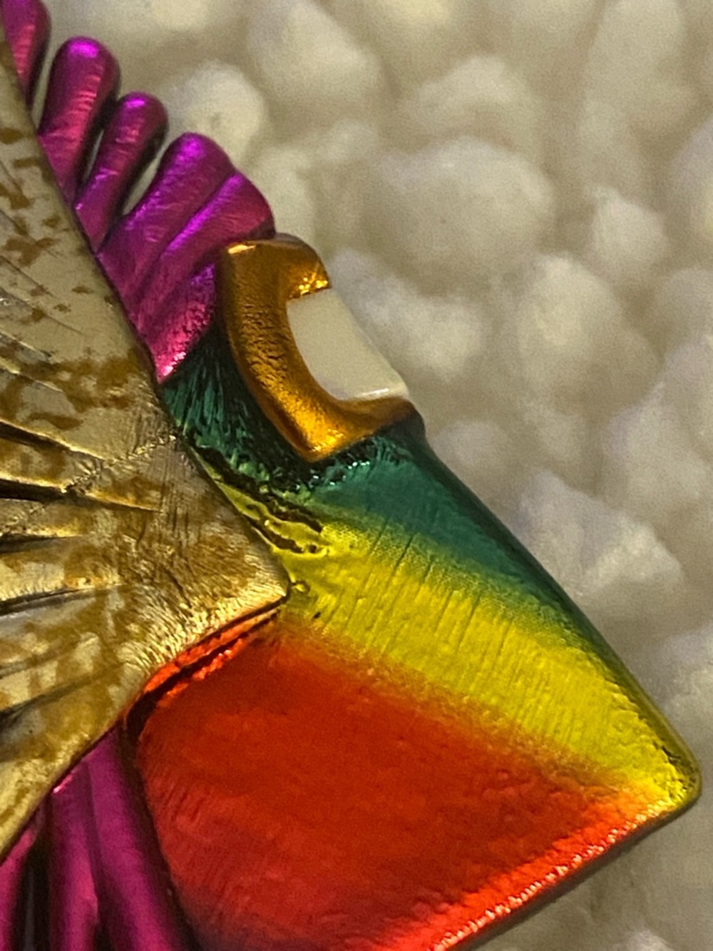 Multicolor Rainbow Fish Brooch with Gold Accent - Picture 5 of 10